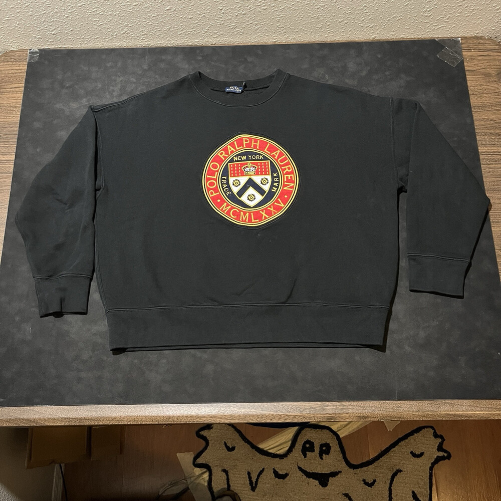 Polo Cookie Patch Ralph Lauren Sweater Vintage Ski Patrol Large Big Crest Logo